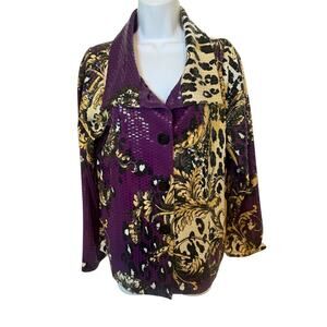 Vintage Simonton Says Designed by George Simonton Shiny Button Down Blouse M​